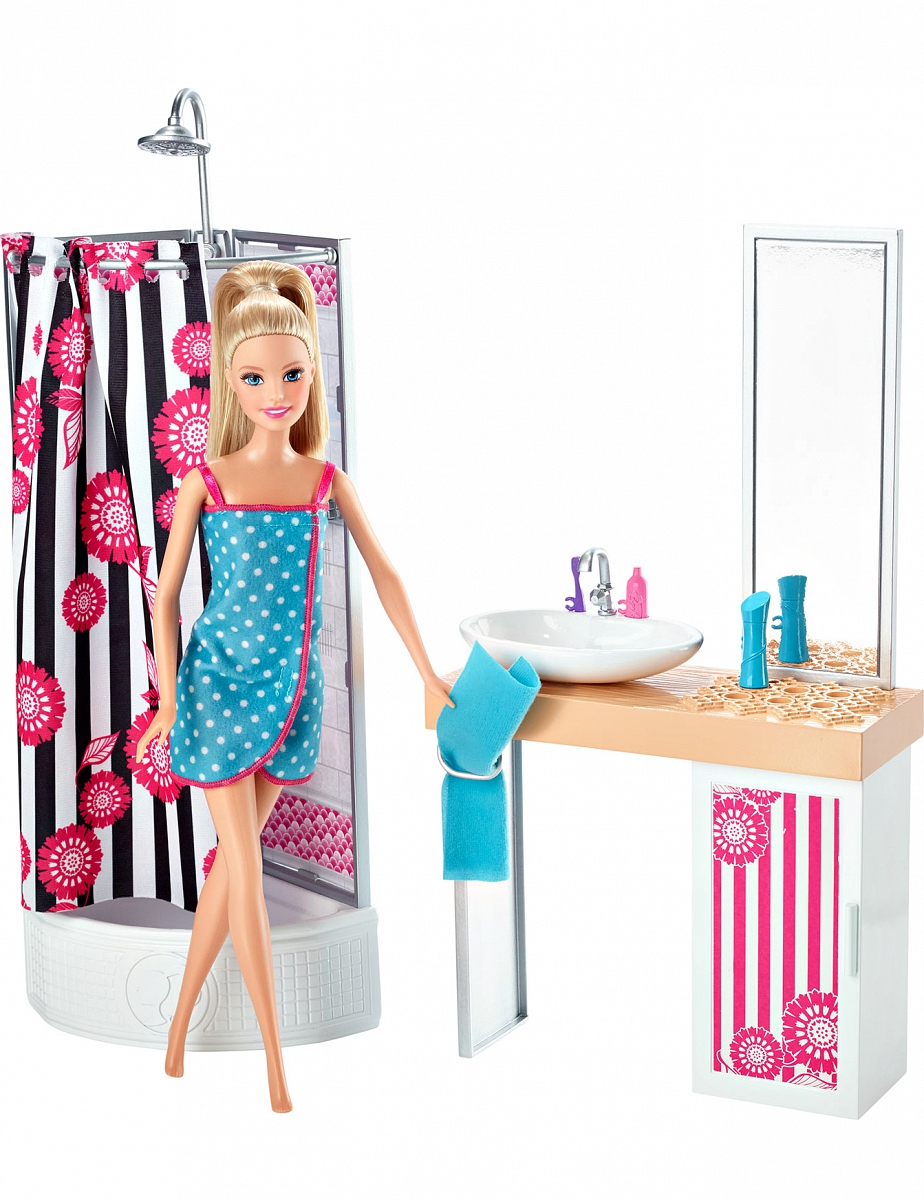Кукла Барби Barbie ванная комната игровой набор
